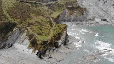 Aerial view of amazing cliffs in Basque Country, northern Spain. Video stock 90979594