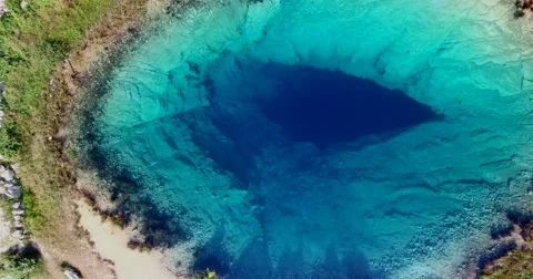 Aerial view of amazing Glavas source of Cetina river, Croatia Stock Footage 59548903