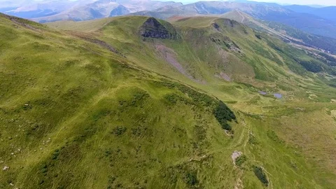 Aerial view: an amazing mountain range in the trans-Carpathian region Stock Footage 83978757
