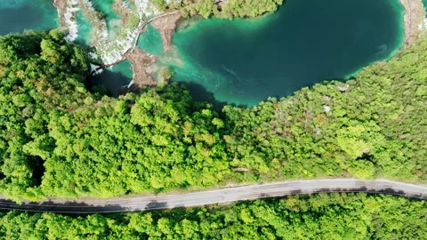 Aerial view of amazing Skradinski buk waterfall in Krka National Park, Croatia. Stock Footage 260431353
