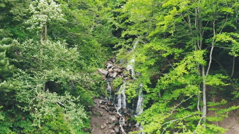 Aerial view of amazing waterfall Stock Footage 124020028
