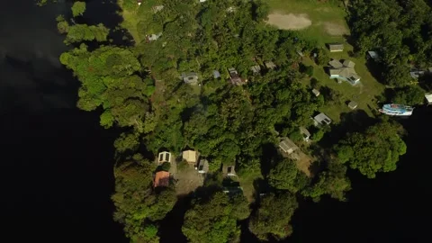 Aerial View of the Amazon Rainforest and Rio Negro, Brazil Stock Footage 339638947