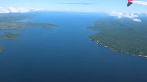 Aerial View Of Amazon Rainforest And Negro River From Airplane Window Stock Footage 339997106