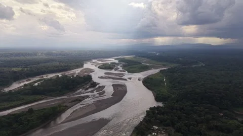 Aerial View of Amazon Rainforest River in Ecuador Stock Footage 336491984