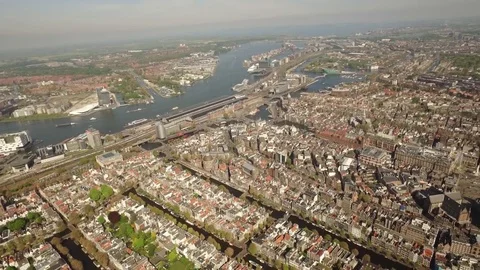 Aerial View of Amsterdam 스톡 동영상 76001128