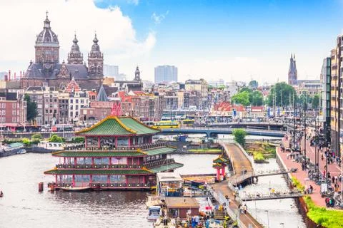 Aerial view of Amsterdam Stock Photos
