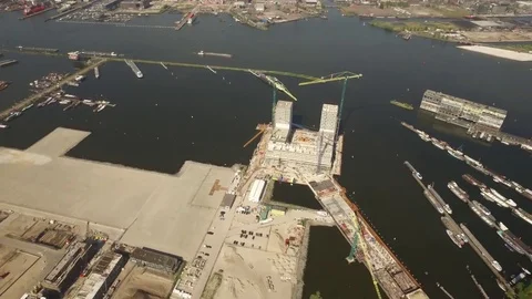 Aerial View of Amsterdam with the Poststeiger Video stock 76001135