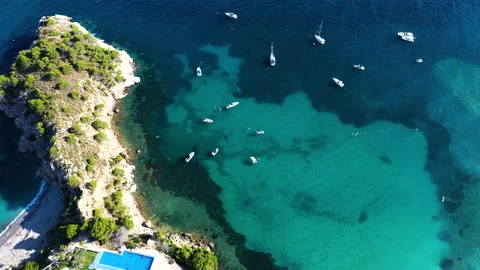 Aerial view of the anchorage zone of Altea beach, Alicante. Stock Footage 139934079