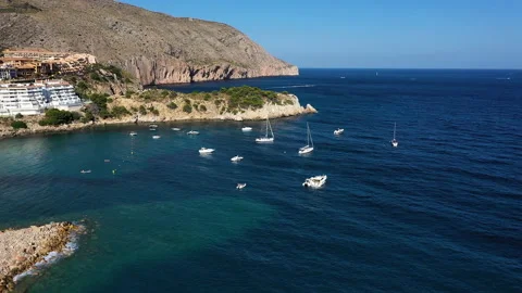 Aerial view of the anchorage zone of Altea beach, Alicante. Stock Footage 139936395