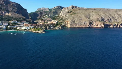 Aerial view of the anchorage zone of Altea beach, Alicante. Stock Footage 139940499