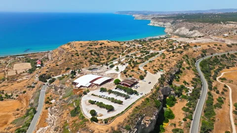Aerial view of Ancient Amathus archaeological ruins near Limassol. Stock Footage 341646012