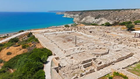 Aerial view of Ancient Amathus archaeological site near Limassol. Stock Footage 341653113