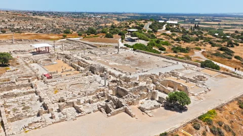 Aerial view of Ancient Amathus archaeological site near Limassol, Cyprus. Stock Footage 341653794