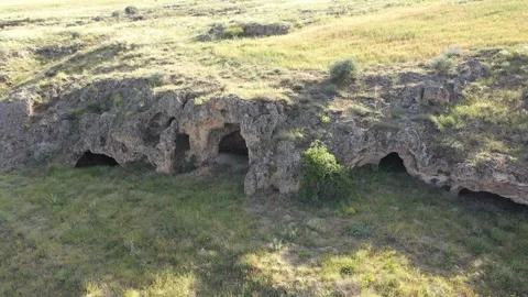 Aerial view of ancient cave Stock Footage 293996301