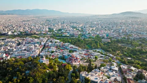 Aerial view of the ancient citadel Acropolis of Athens, historical landmark. Stock Footage 260186098