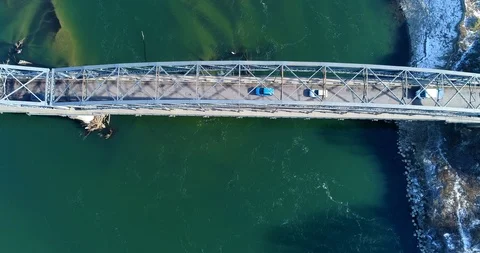 Aerial view of ancient iron road bridge Video stock 101906248