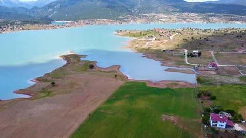 Aerial View of Ancient Knidos City Ruins and Turquoise Aegean Sea, Turkey Stock Footage 317968053