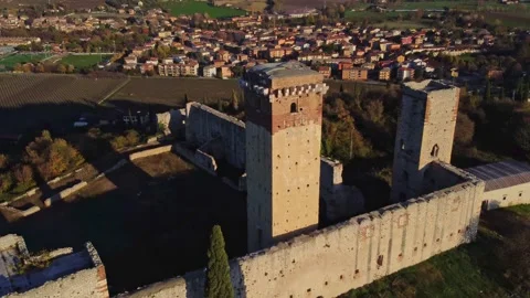 Aerial view of an ancient medieval castle. Stock Footage 143612088