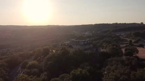 Aerial view of an ancient medieval castle in Galicia, Spain Stock Footage 209894023