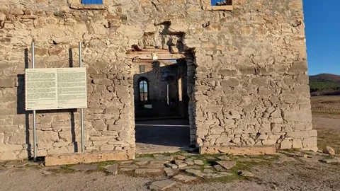 Aerial view of Ancient Medieval Eastern Orthodox church of Saint John of Rila Stock Footage 260050085