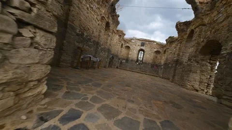 Aerial view of Ancient Medieval Eastern Orthodox church of Saint John of Rila Stock-Footage 283467405
