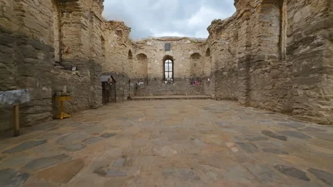 Aerial view of Ancient Medieval Eastern Orthodox church of Saint John of Rila Stock-Footage 283467406