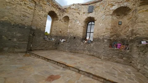 Aerial view of Ancient Medieval Eastern Orthodox church of Saint John of Rila Stock-Footage 283467412
