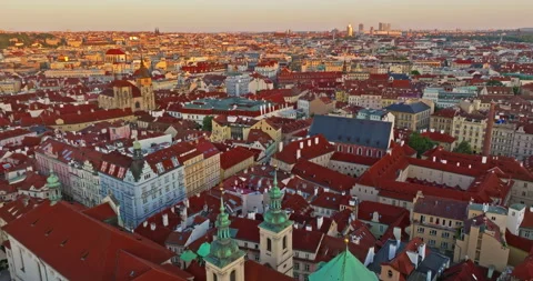 Aerial view of the ancient part of the Prague. Old District in Prague Video stock 323964307