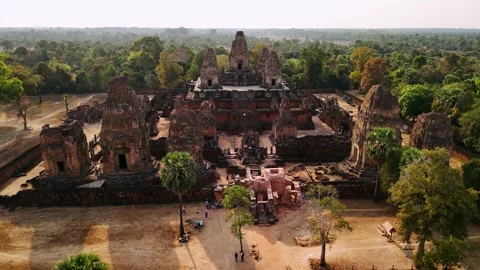 Aerial view of ancient pre rup temple ruins in cambodia. A stunning aerial Stock Footage 322521010