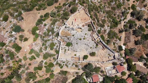 Aerial view of the ancient Simena Castle in Demre. Historical Castle, Kalekoy. Stock Footage 229484072