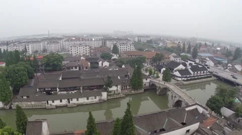 Aerial View of an Ancient Stone Bridge in China Video stock 65153418