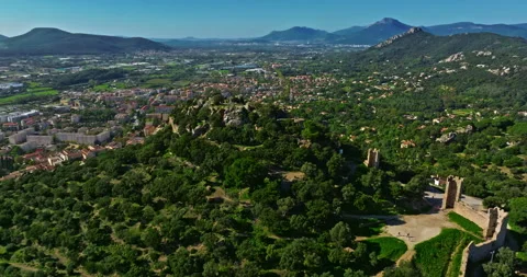 Aerial view of ancient streets and houses of the historic center of the city of Stock Footage 306758715