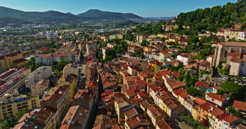 Aerial view of ancient streets and houses of the historic center of the city of Stock Footage 307972123
