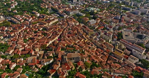Aerial view of ancient streets and houses of the historic center of the city of Stock Footage 309615876