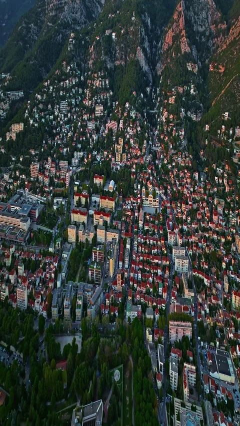 Aerial view of ancient streets and houses of the historic center of the city of Stock Footage 320418243