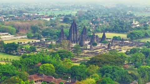 Aerial view of ancient temple in Central Java, Indonesia. Stock Footage 290349150