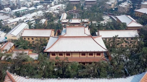 Aerial view of the ancient Temple in Sheng &amp;#039;an, Hunan Province Stock Footage 324792995