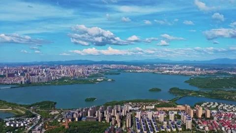 Aerial view of the ancient Temple in Sheng &amp;#039;an, Hunan Province Stock Footage 325347294