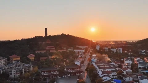 Aerial view of the ancient Temple in Sheng &amp;#039;an, Hunan Province Stock Footage 326077329