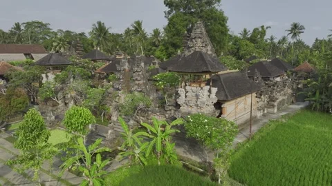 Aerial view of ancient temple of ubu in bali indonesia Stock Footage 266985887