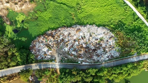 Aerial view and top view Bulk waste disposal ponds and industrial waste 스톡 동영상 101524294