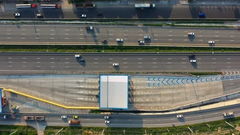 Aerial view and Top view. Traffic of expressways, motorways and highways Stock Footage 118620899