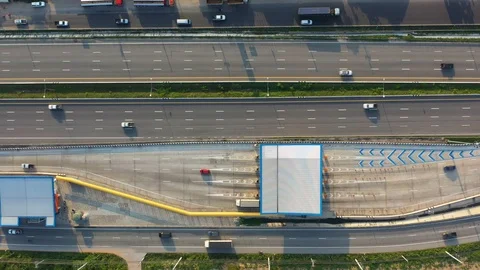 Aerial view and Top view. Traffic of expressways, motorways and highways Stock Footage 118620912