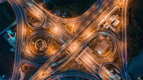 Aerial view and top view of traffic on city streets in Bangkok . Stock Footage 160867589