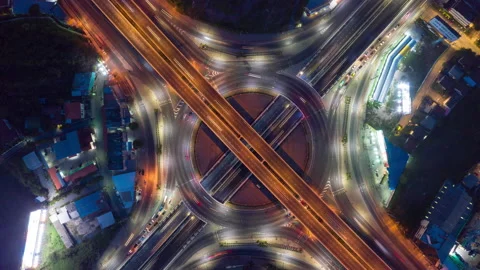 Aerial view and top view of traffic on city streets in Bangkok . Stock Footage 160867796