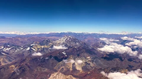 An aerial view of the Andes mountain range, Argentina and Chile Stock Footage 263823185