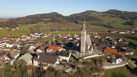 Aerial View to Anger, Small City in Bavaria, Germany Video stock 295029863