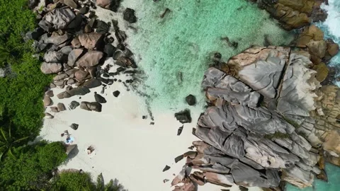 Aerial view of Anse Cocos beach. Stock Footage 301466972