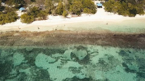 Aerial view of Anse du Souffleur, Lagoon, Port-Louis, Guadeloupe, Caribbean Stock Footage 108501989