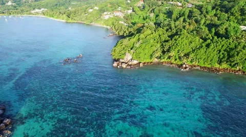 Aerial view of Anse Royale in Mahe Island, Seychelles. Stock Footage 61491389